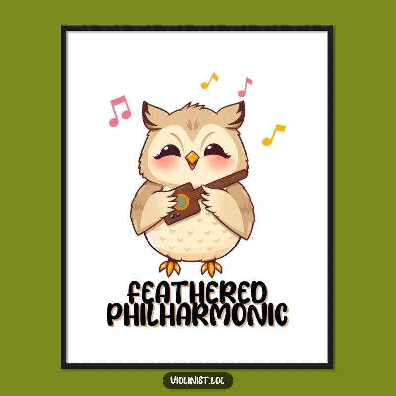 Funny Owl Music Poster: Serene Melody Art Print, Great Gift