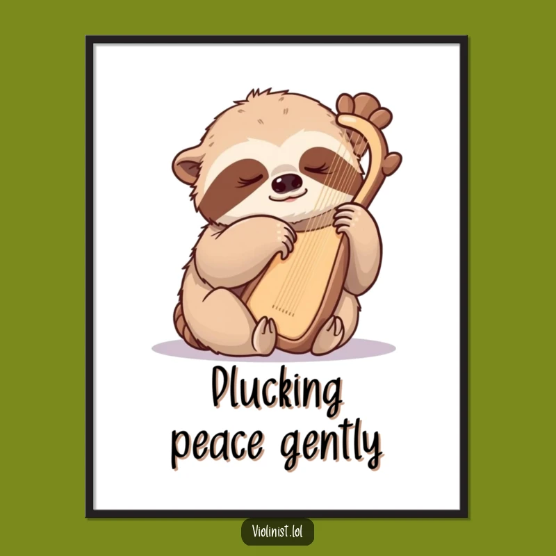 Funny Sloth Harpist Poster: Wall Art That Soothes the Soul!