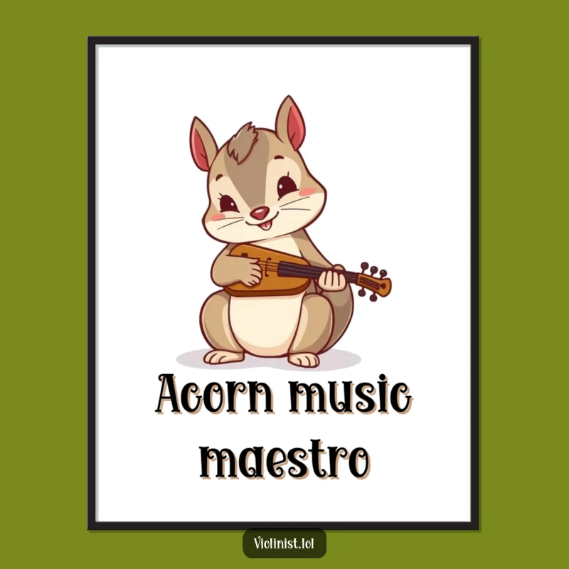 Funny Squirrel Fiddle Art Poster: Energetic Folk Music Decor, Perfect Gift