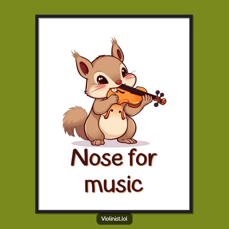 Funny Squirrel Violin Poster: Whimsical Musician Art Print, Great Gift