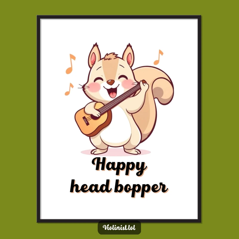 Funny Squirrel Violinist Poster: Energetic Music Art for Walls, Perfect Funny Gift!