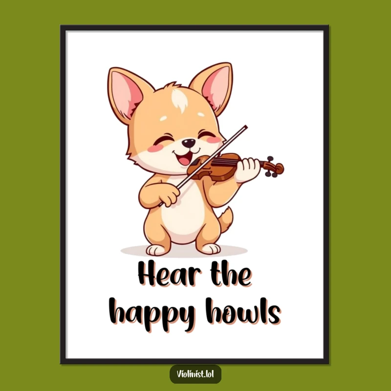 Funny Happy Dog Violinist Poster - Joyful Wall Art Gift for Music Lovers