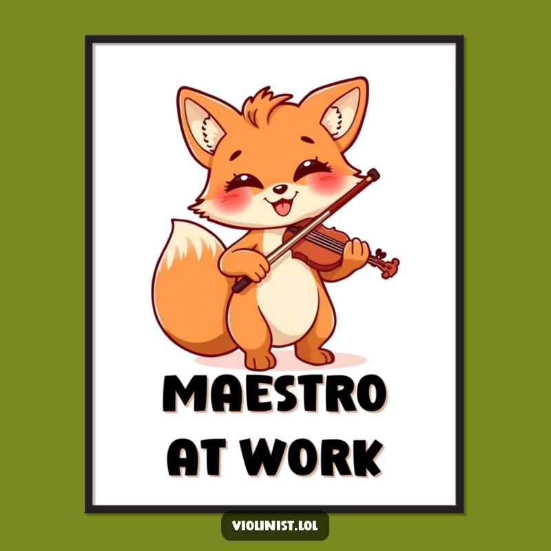 Funny Fox Violinist Poster: Cheerful Musician Art Print with Flair, Perfect Funny Gift!