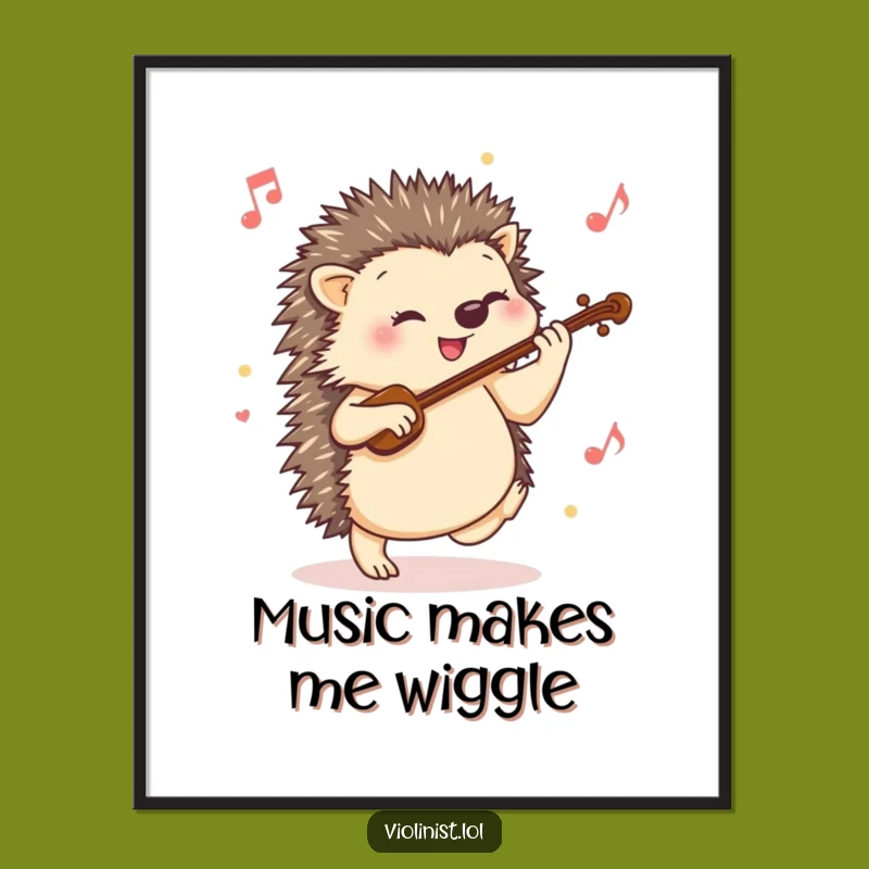 Funny Hedgehog Violin Poster: Decorate with Lively Music and Adorable Cheer