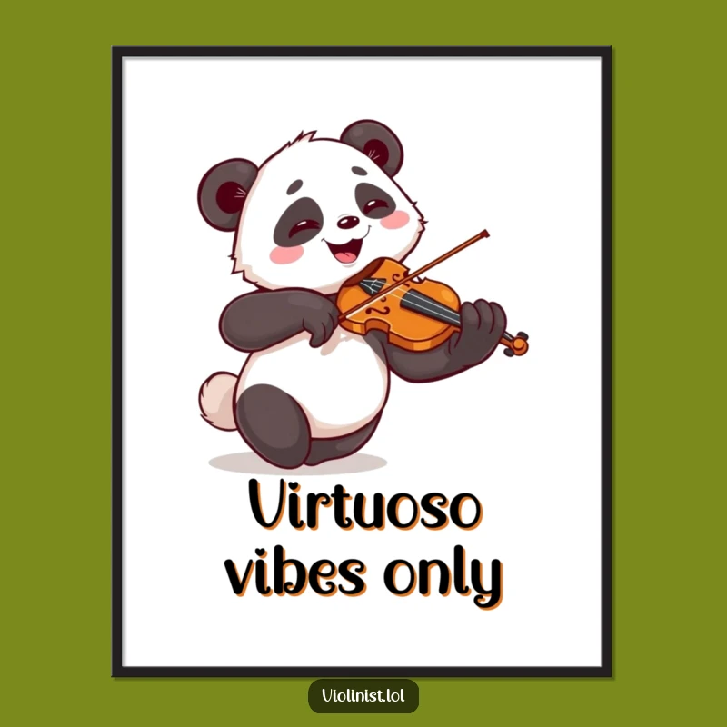 Funny Giggling Panda Violin Poster - Whimsical Wall Art for Music Enthusiasts