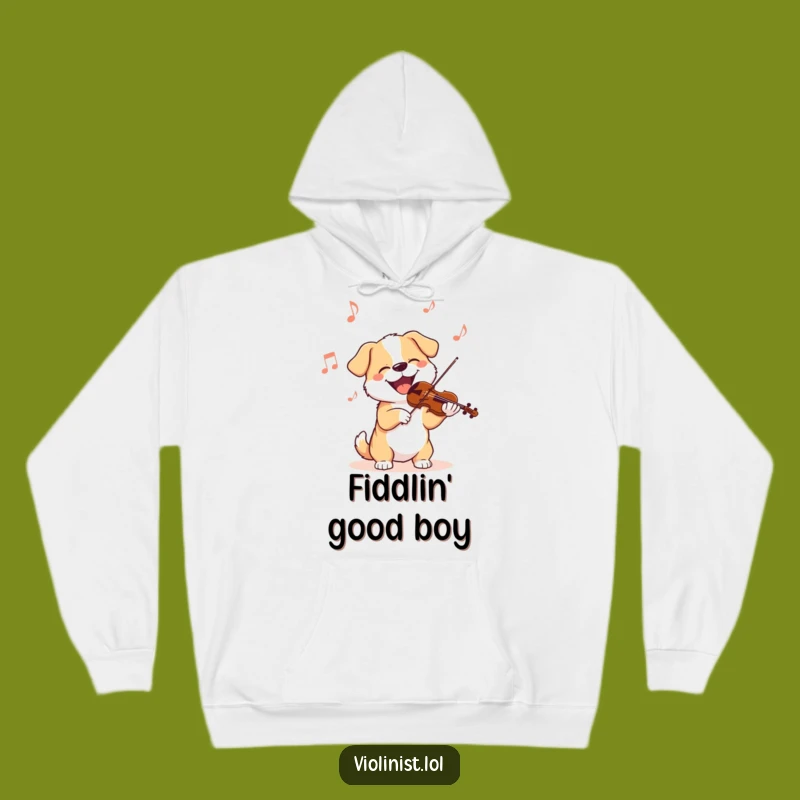 Funny Dog Violinist Hoodie: Cozy Warmth with a Delighted Pooch Playing Violin
