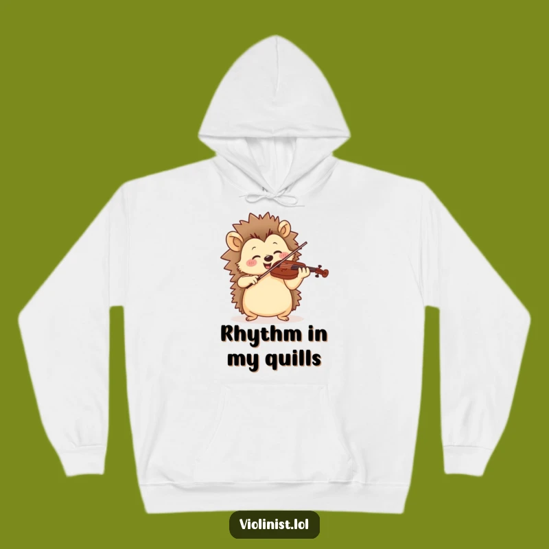 Funny Jolly Hedgehog Violinist Hoodie - Cozy Musician Gift for Spiky Fans
