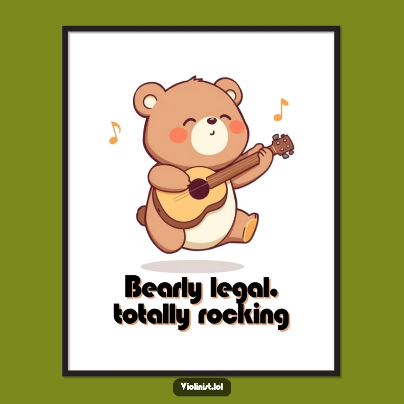 Funny Free Printable Wall Art: Energetic Bear Playing Music - Downloadable Decor
