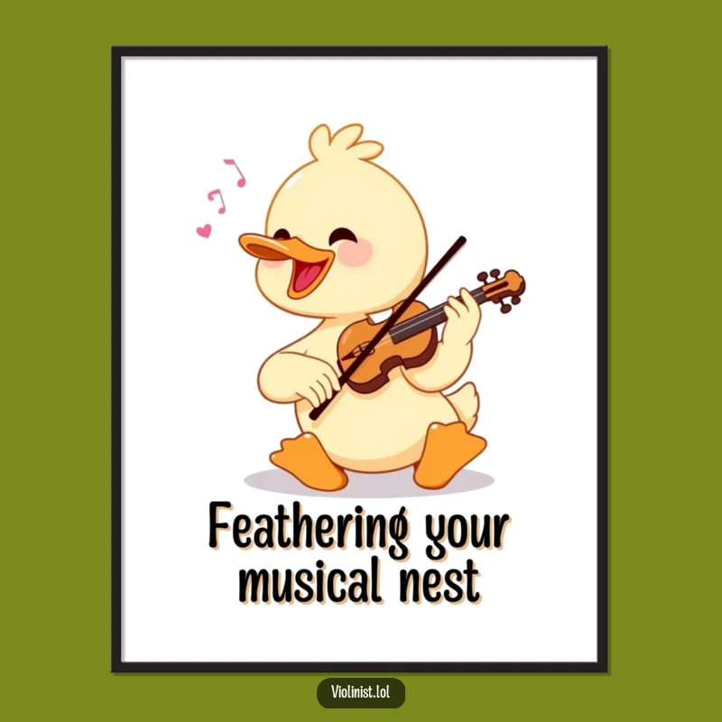 Free Printable Wall Art: Cheerful Duck Violinist, Humorous Downloadable Musical Decor