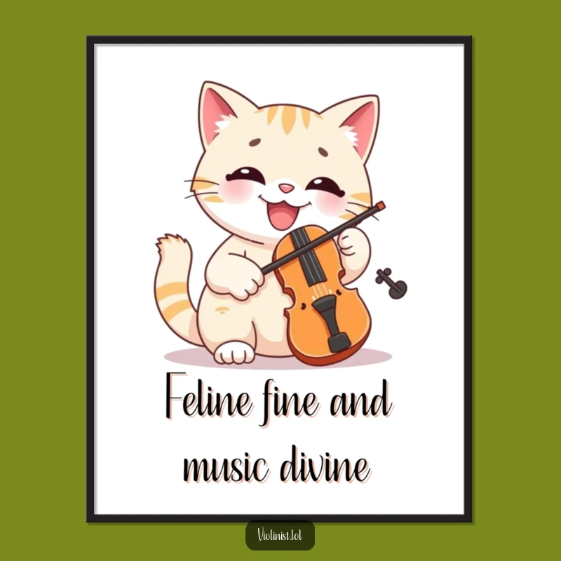 Free Printable Wall Art: Funny Cat Violinist Decor for a Humorous Downloadable Gift