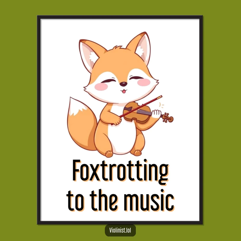 Free Printable Wall Art: Happy Fox Violinist, Humorous Downloadable Musical Decor