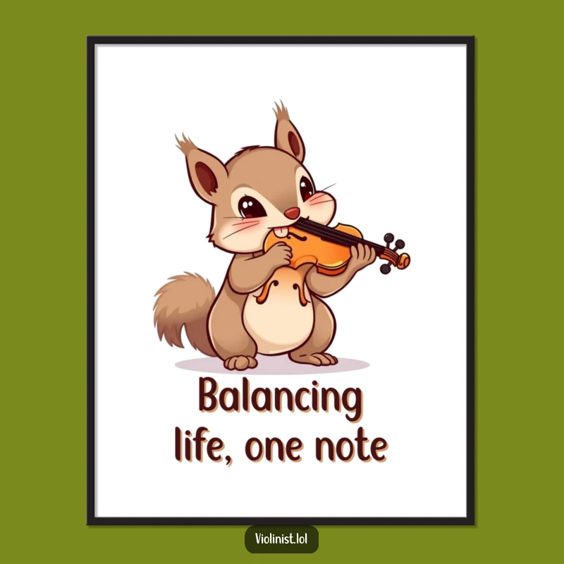 Free Printable Squirrel Wall Art: Whimsical Violin Balance Downloadable Art for Fun Decor