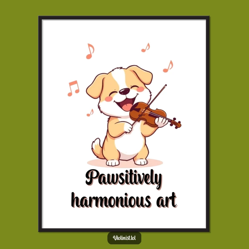 Free Printable Wall Art: Delighted Dog Violinist, Funny Music Downloadable Art Decor