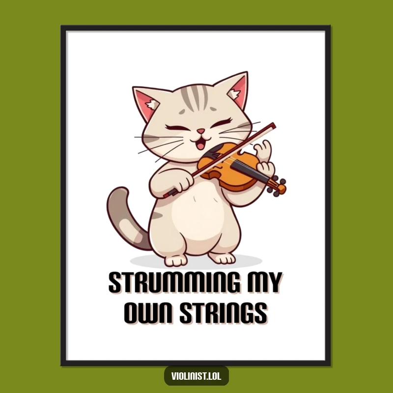 Free Printable Wall Art: Funny Cat Violinist, Dramatic Flair, Downloadable Art Gift!
