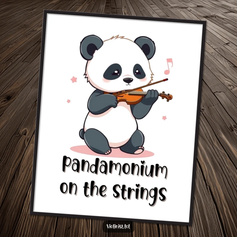 Funny Free Printable Wall Art: A playful panda sways to the music from its violin, ideal for DIY decor.