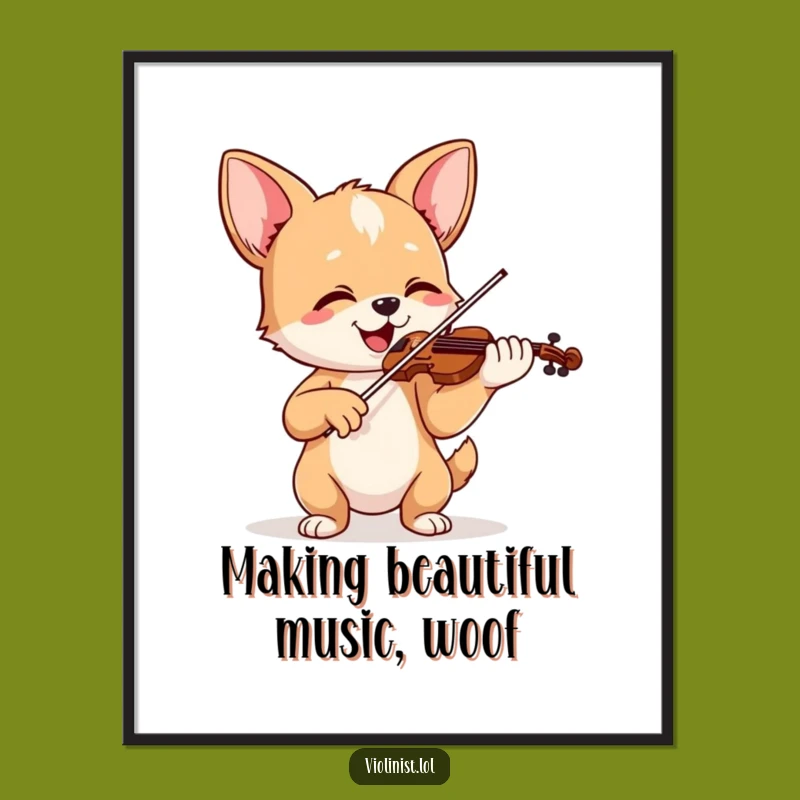 Free Printable Wall Art: Happy Dog Violinist, Joyful Tune, Downloadable Art Gift!