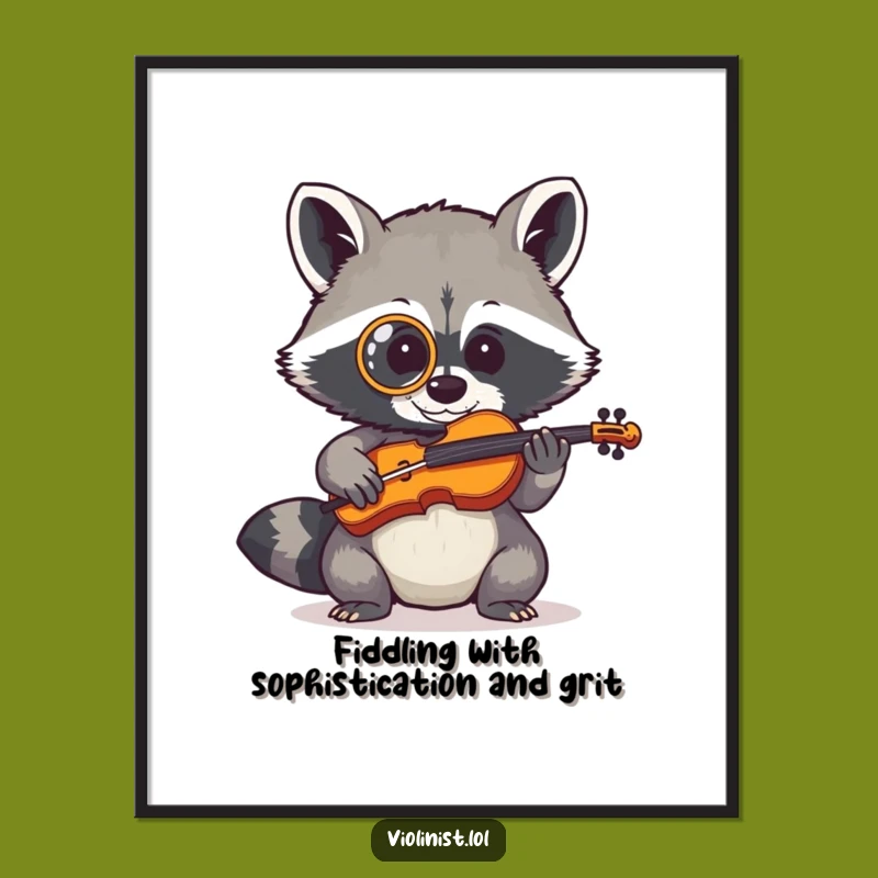 Free Printable Wall Art: Shy Raccoon Fiddler, Humorous Downloadable Quirky Decor