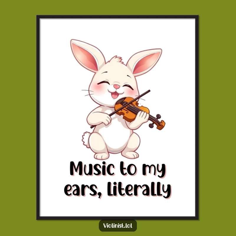 Funny Free Printable Wall Art: Blissful Bunny Violinist, Downloadable Art for Music Lovers