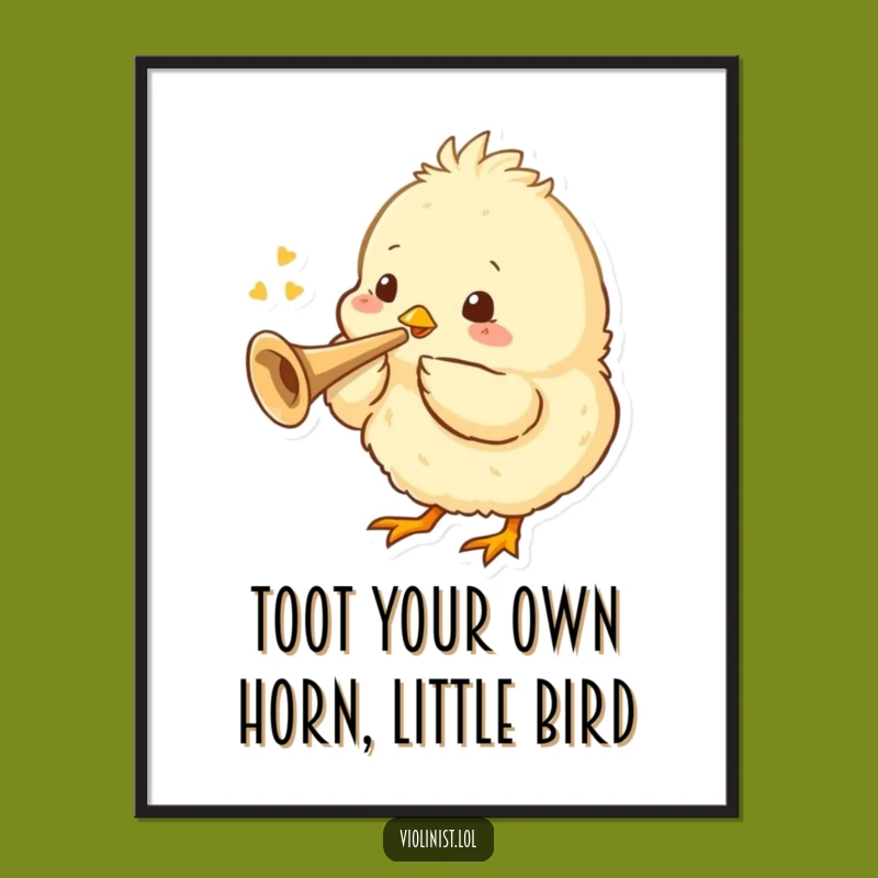 Funny Free Printable Wall Art: Chick Trumpet Player, Downloadable Whimsical Decor