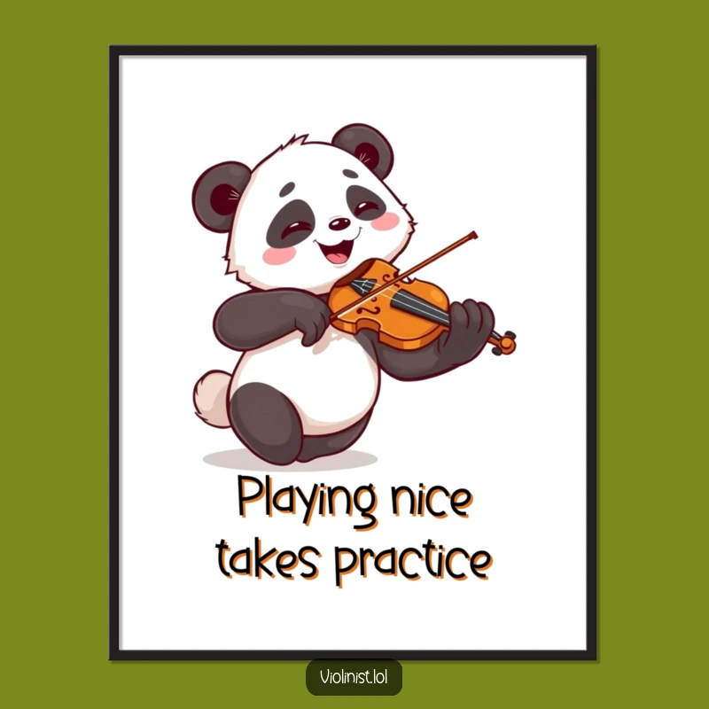 Funny Free Printable Wall Art: Giggling Panda Violinist, Downloadable Art