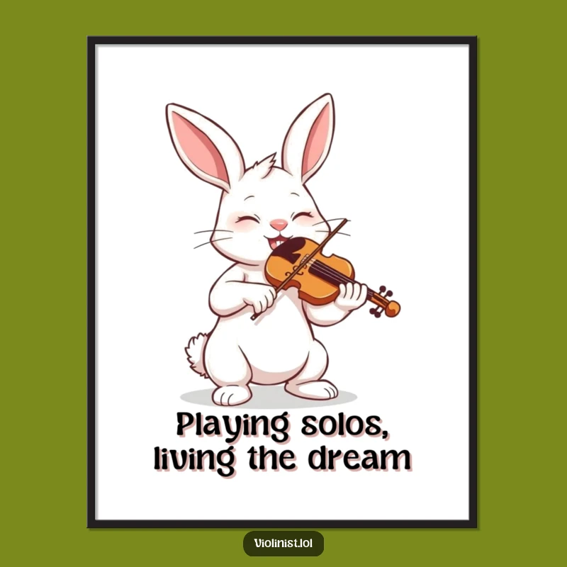 Funny Free Printable Wall Art: Passionate Bunny Violinist, Downloadable Art for Music Lovers