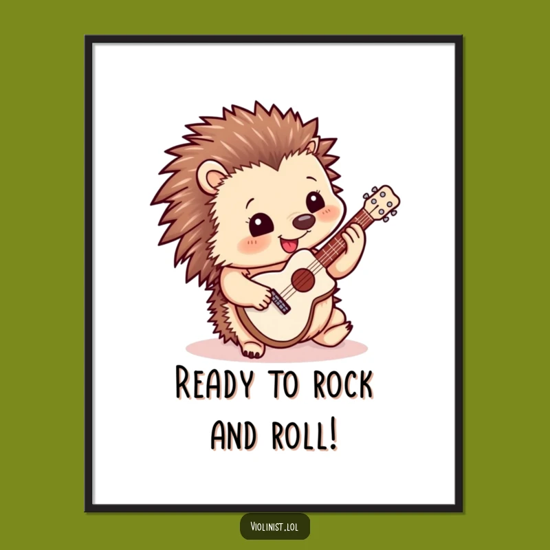 Funny Free Printable Hedgehog Art: Mini Guitarist Downloadable Wall Decor