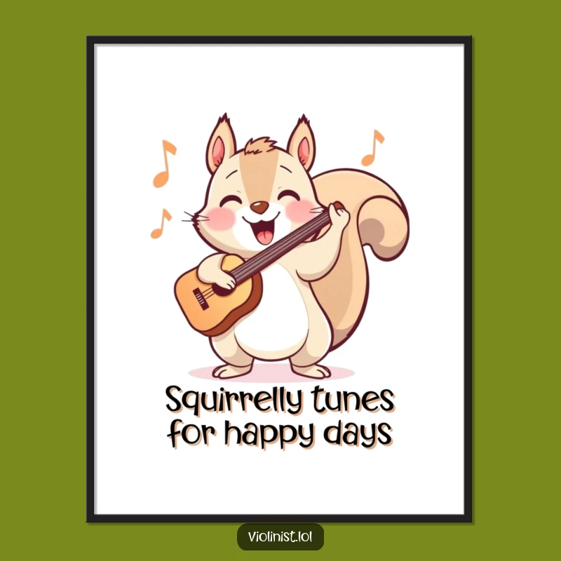 Funny Free Printable Wall Art: Energetic Squirrel Musician, Downloadable Decor