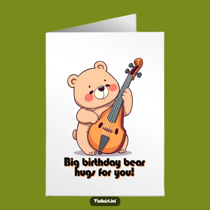 Free Printable Birthday Card: Bear's Big Cello Jam, Funny Downloadable Gift for Music Lovers