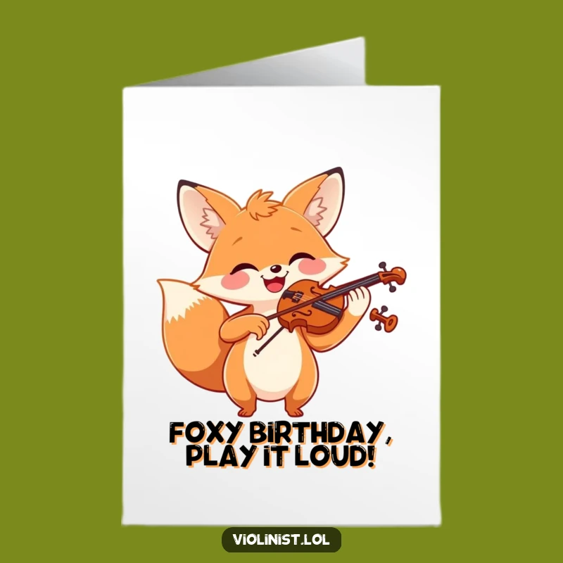 Free Printable Birthday Card: Cheerful Fox Violinist Spreading Joyful Melodies