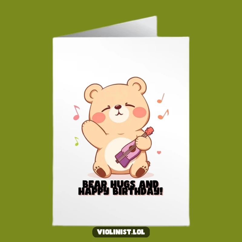 Free Printable Birthday Card: Blissful Bear Musician, Funny Downloadable Gift
