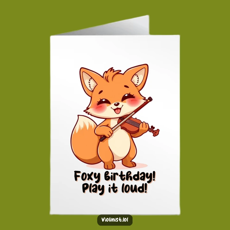 Free Printable Birthday Card: Cheerful Fox Violinist, Funny Downloadable Gift