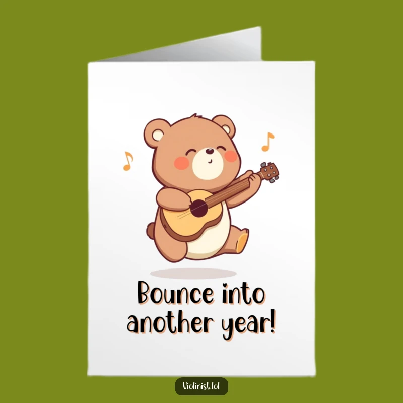Free Printable Birthday Card: Energetic Bear Jamming Out, Funny Downloadable Gift