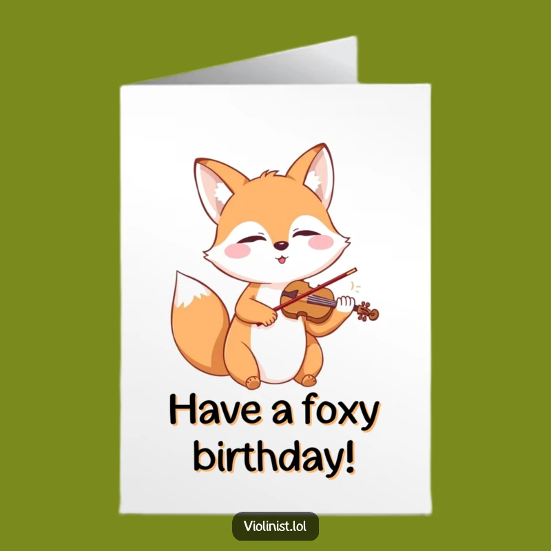 Free Printable Birthday Card: Fox Violinist, Downloadable Greeting for Joyful Celebration