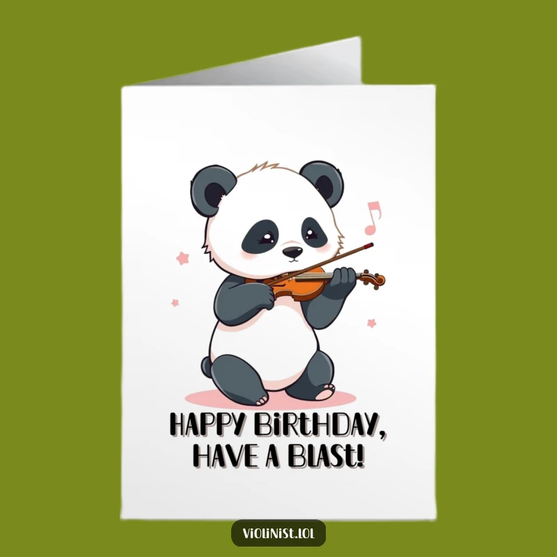 Free Printable Birthday Card: Playful Panda Violinist, Funny Downloadable Gift for Music Lovers