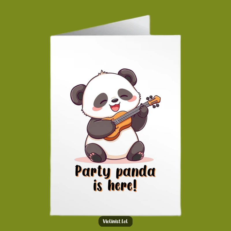 Free Printable Birthday Card: Silly Panda Rocking Violin - Funny Downloadable Music Gift