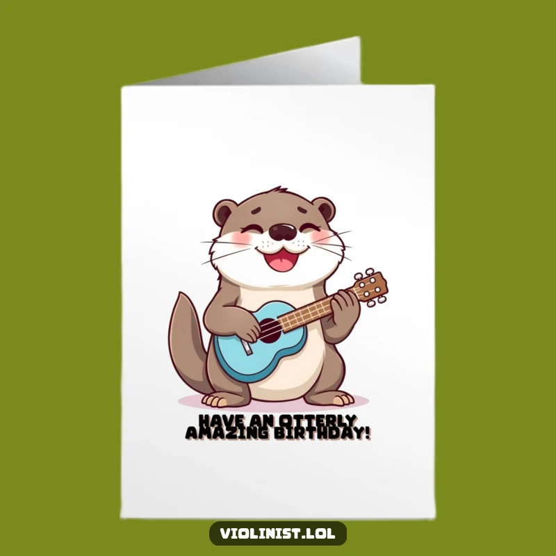 Free Printable Birthday Card: Ukulele Otter's Jam, Funny Downloadable Gift for Music Fans
