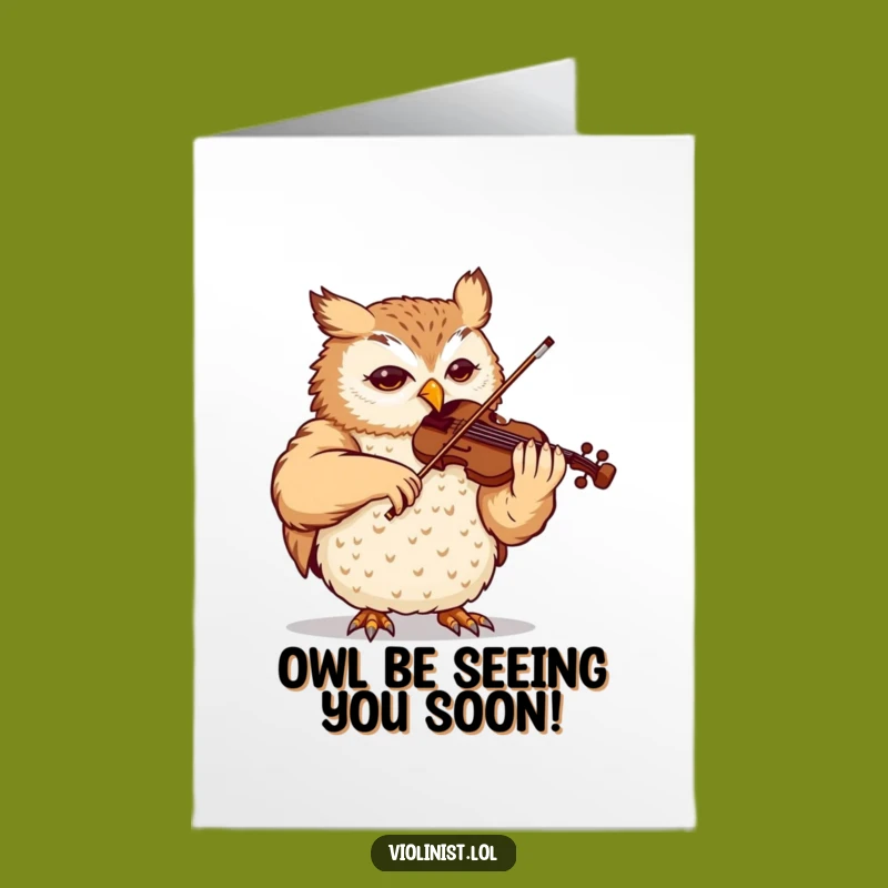 Free Printable Birthday Card: Virtuoso Owl Playing Violin - Funny Downloadable Music Gift