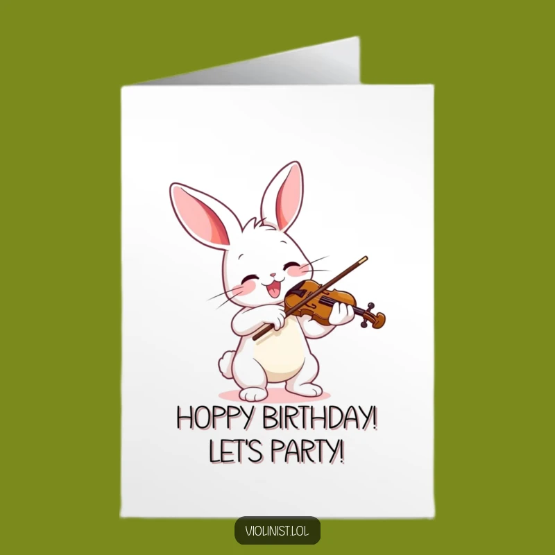 Free Printable Bunny Violin Birthday Card - Musical Fun Downloadable Gift