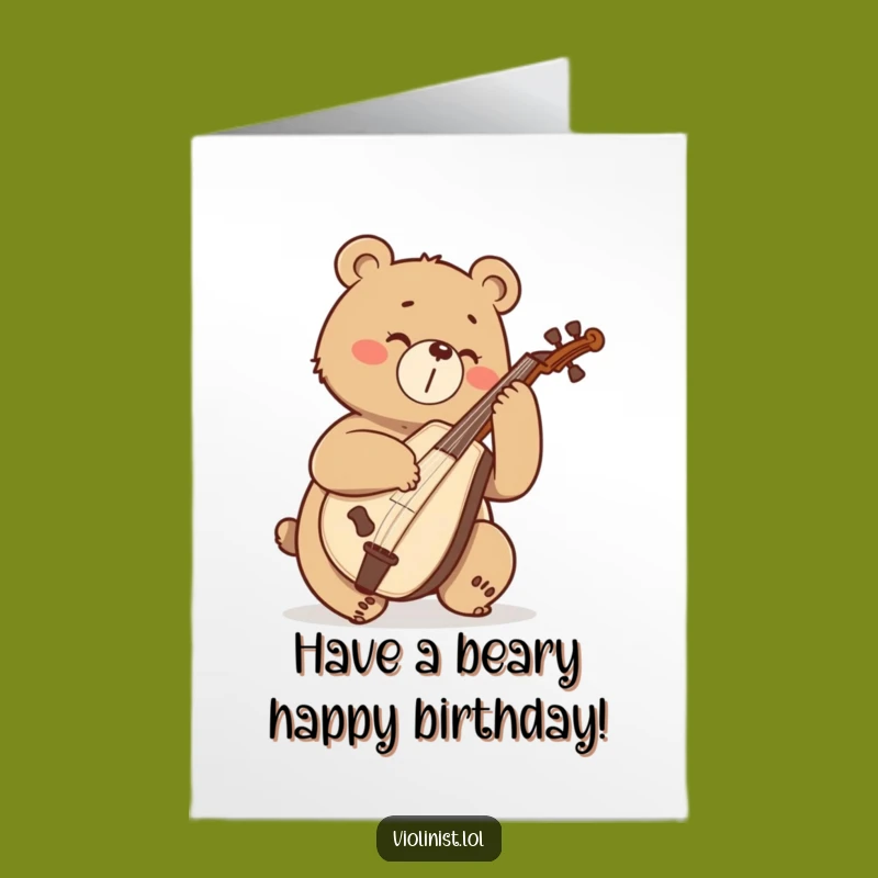 Free Printable Birthday Card: Bear Cellist, Downloadable Greeting for a Roaring Good Time