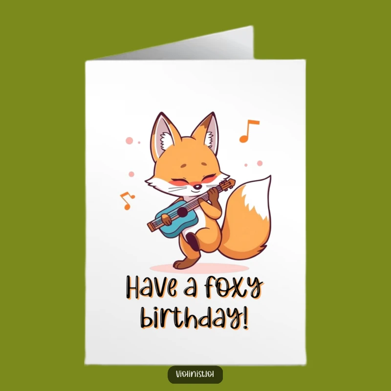Free Printable Birthday Card: Determined Fox Musician for a Fun Downloadable Gift