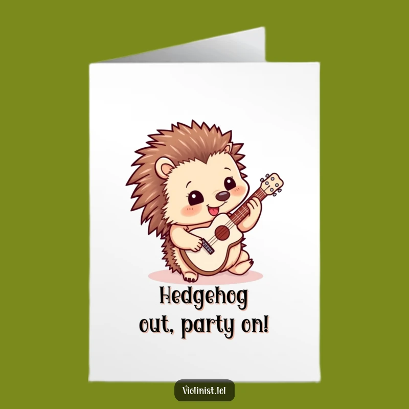 Free Printable Funny Hedgehog Birthday Card: Mini Guitarist Downloadable Gift