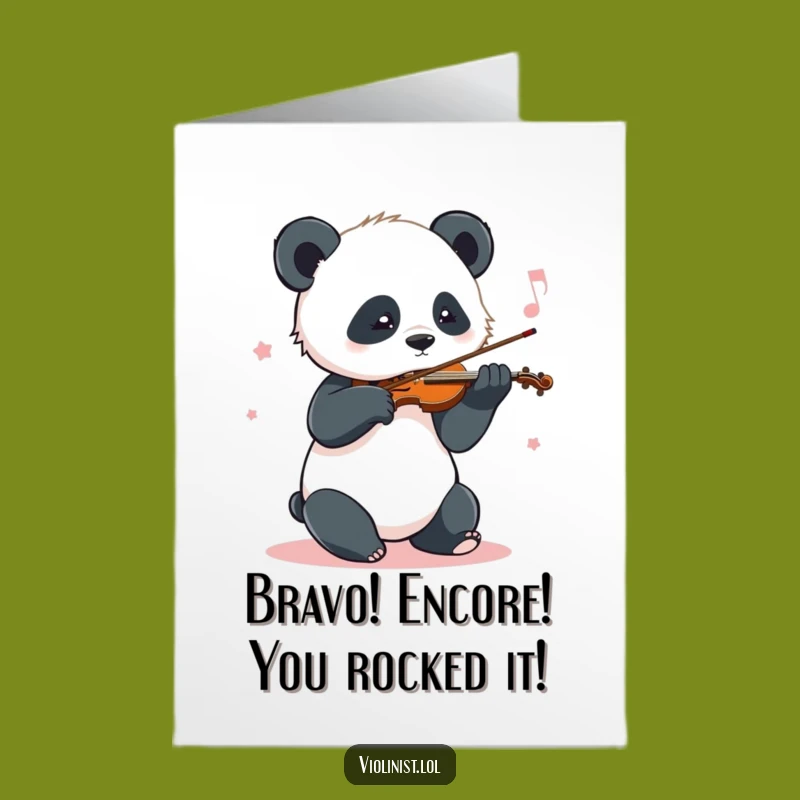 Free Printable Congrats Card: Panda Violinist, Humorous Downloadable for Harmonious Success