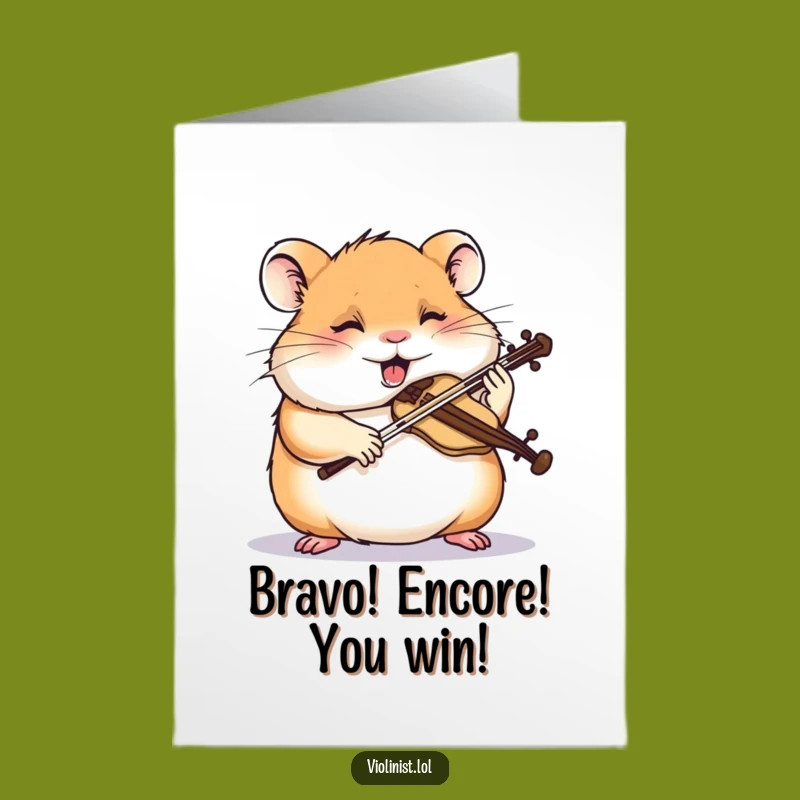 Free Printable Hamster Congrats Card: Intense Violin Effort Downloadable for Success