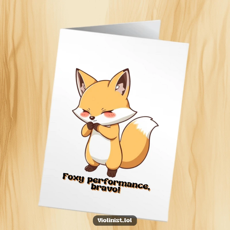 Funny Free Printable Congratulations Card: Determined fox performing a dramatic bow with a flourish, celebrating a great achievement.