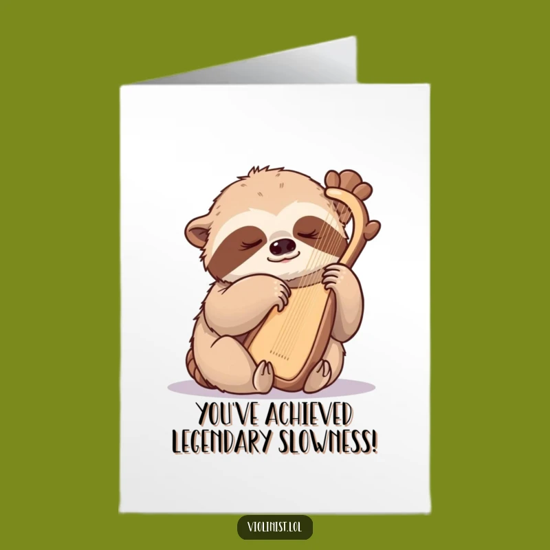 Free Printable Congrats Card: Sloth Harpist for Gentle Achievement, Funny Downloadable Gift