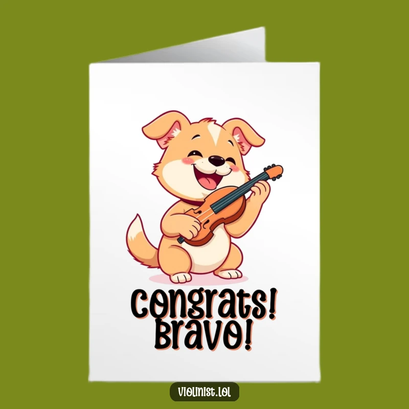 Free Printable Dog Violinist Congrats Card: Celebrate Success with a Standing Ovation!