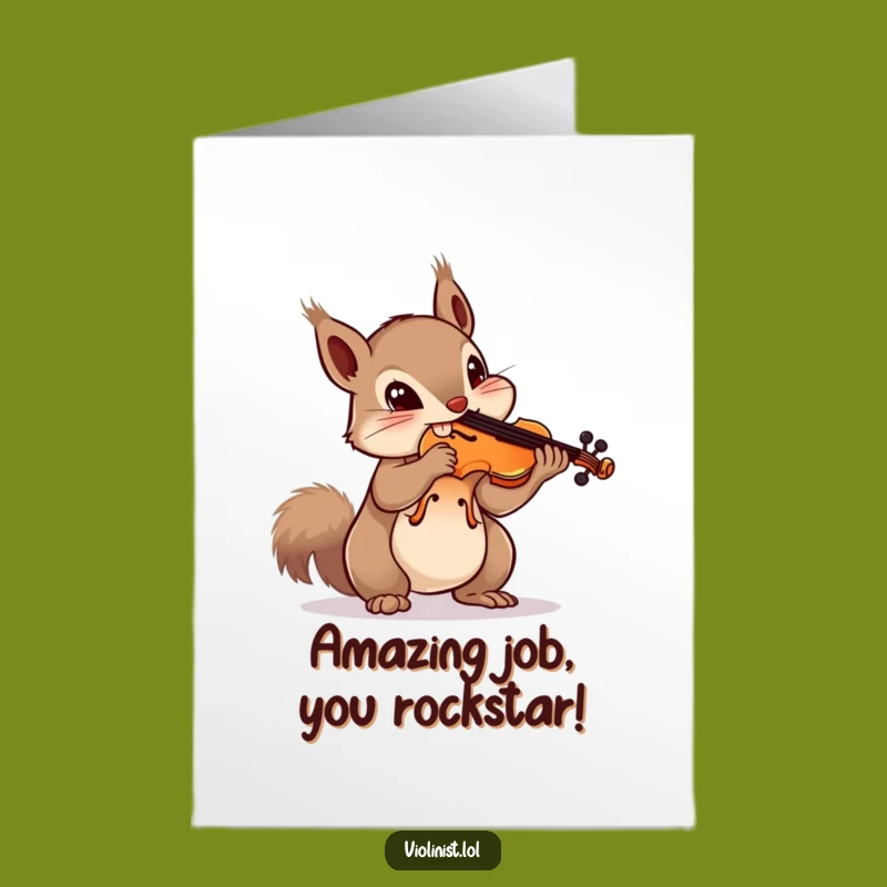 Free Printable Squirrel Congrats Card: Audacious Violin Balance Downloadable for Success