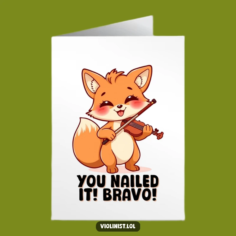 Free Printable Congrats Card: Joyful Fox Violinist, Humorous Downloadable