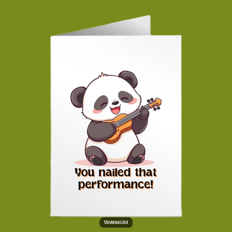 Free Printable Congrats Card: Panda's Violin Riff - Funny Downloadable Celebration Gift