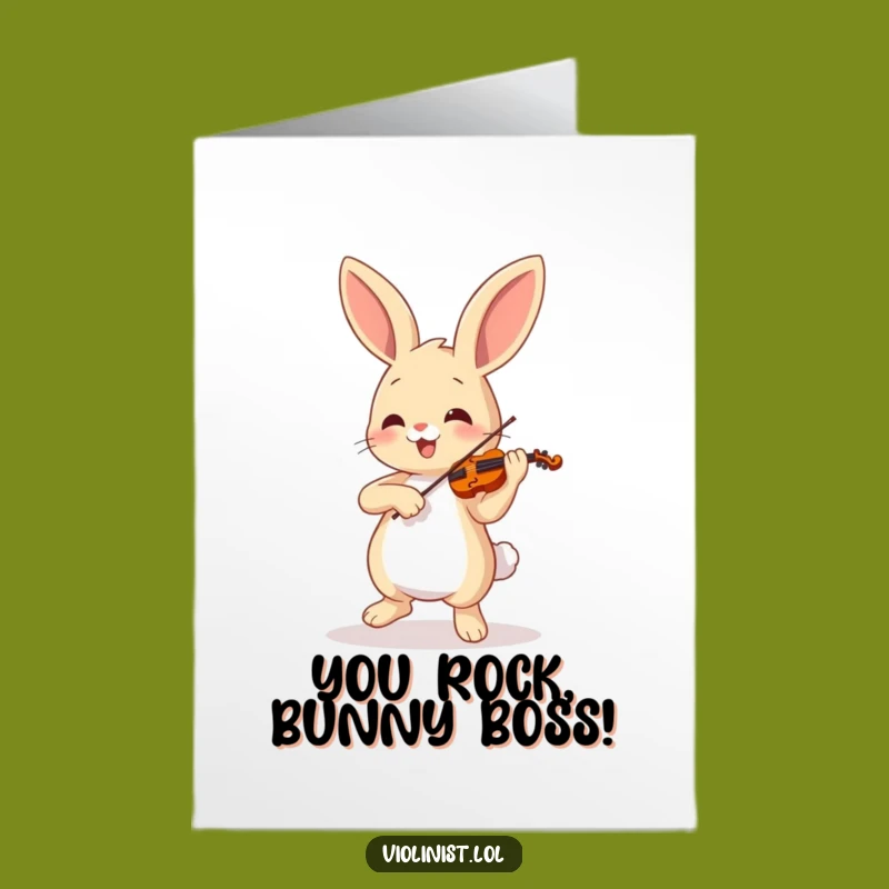 Free Printable Congrats Card: Dancing Bunny Violinist, Humorous Downloadable Gift